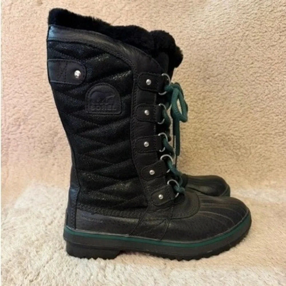 Sorel Tofino II Black Green Waterproof Winter Snow Boots Womens 6.5 NL3029-010